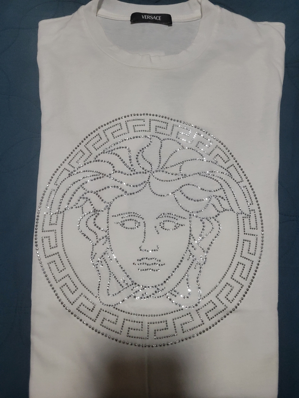 Versace White Medusa Crystal Logo Tee